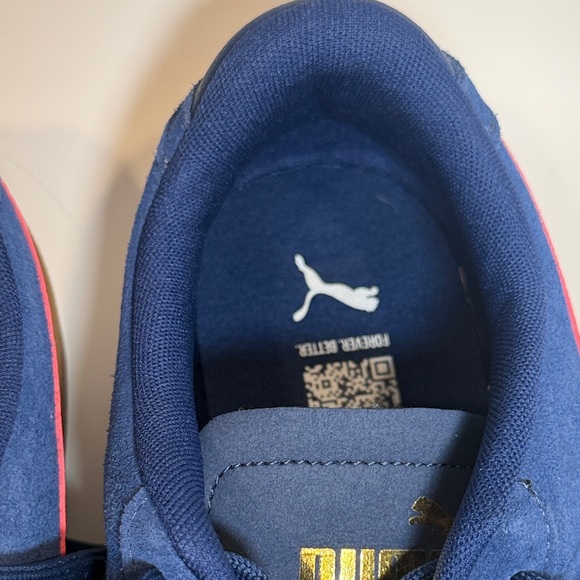 PUMA Blue Suede Sneakers Men’s Size 12 (EU 46) Red Stripe - Picture 15 of 15